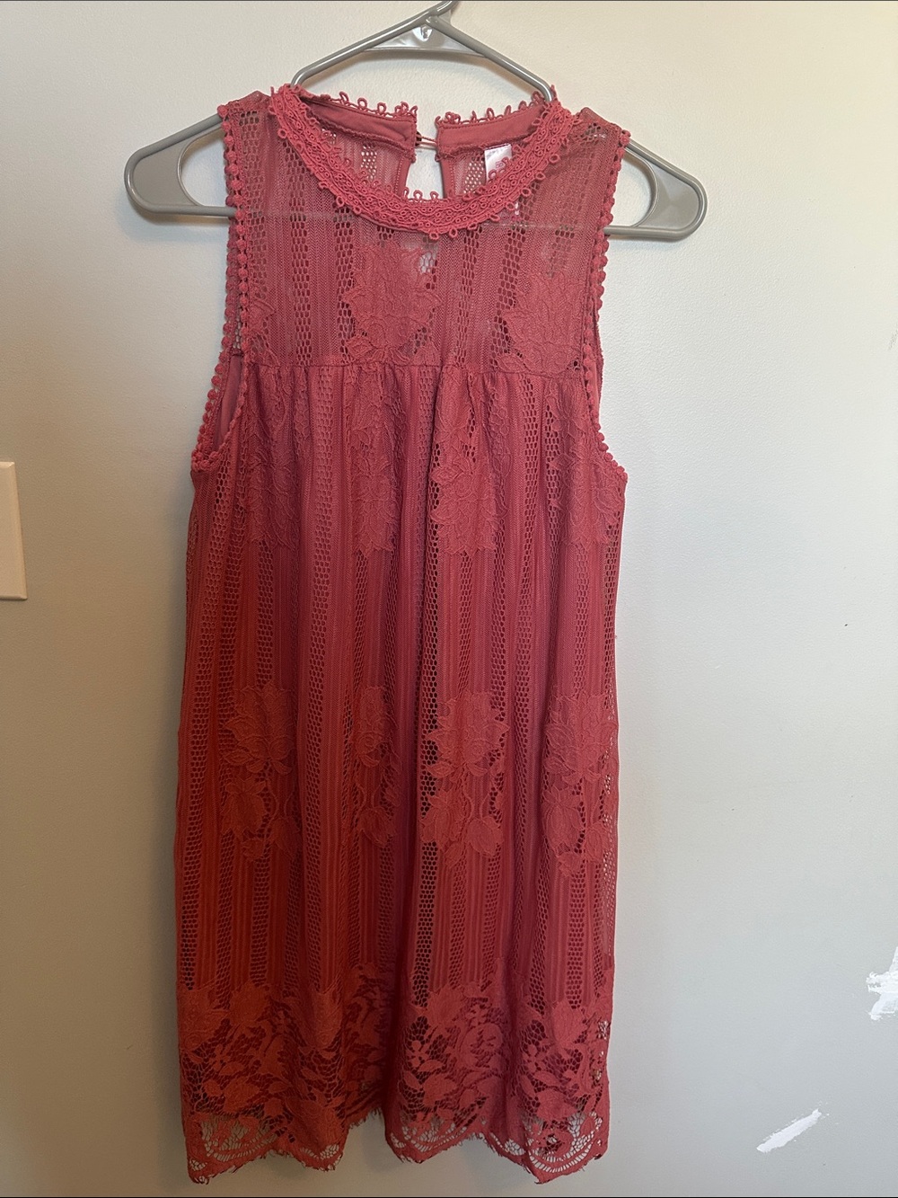 Sleeveless Lace Overlay Dress in Dusty Rose